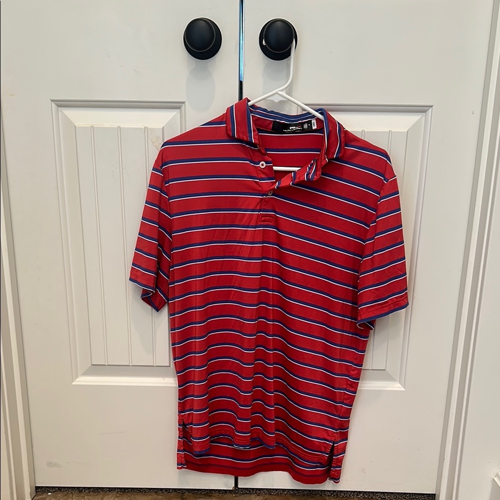 Ralph Lauren Red and Blue Polo Shirt Classic Striped Design